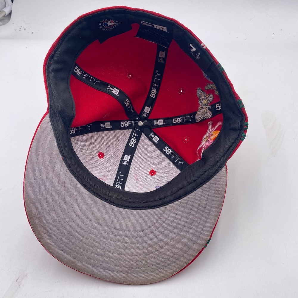 ST. LOUIS CARDINALS New Era 59FIFTY Fitted Hat 7 1/2 Red Floral Bird Butterfly - Picture 8 of 13